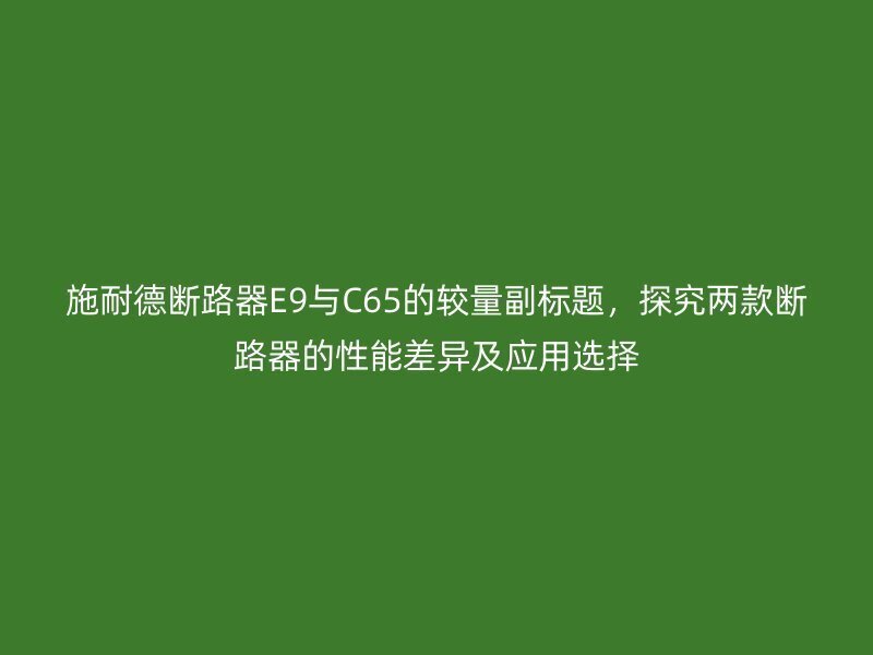 施耐德断路器E9与C65的较量副标题，探究两款断路器的性能差异及应用选择