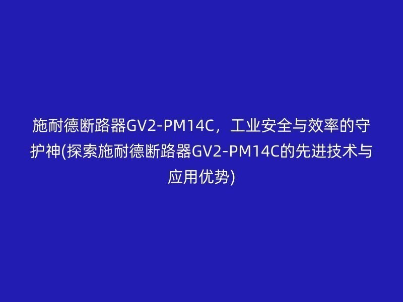 施耐德断路器GV2-PM14C，工业安全与效率的守护神(探索施耐德断路器GV2-PM14C的先进技术与应用优势)