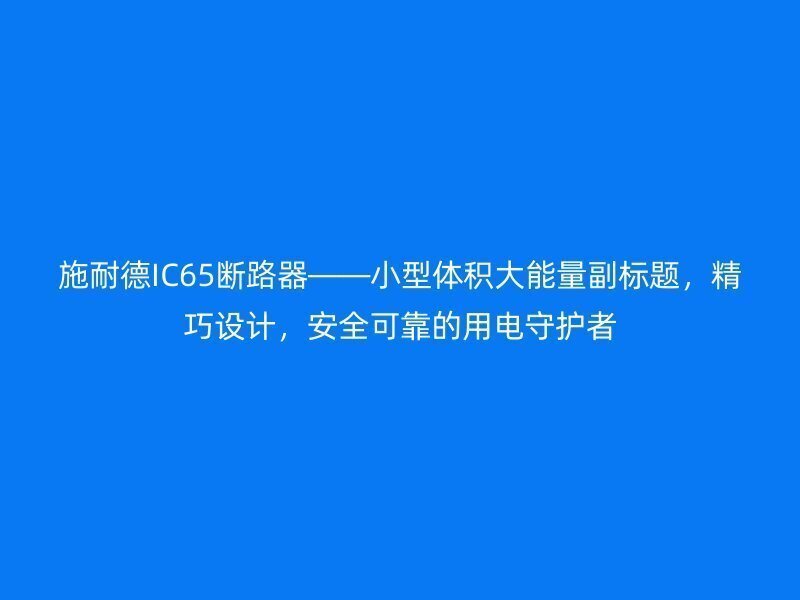 施耐德IC65断路器——小型体积大能量副标题，精巧设计，安全可靠的用电守护者