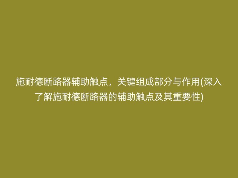 施耐德断路器辅助触点，关键组成部分与作用(深入了解施耐德断路器的辅助触点及其重要性)