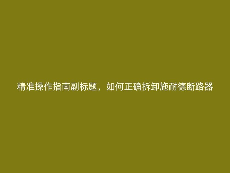 精准操作指南副标题，如何正确拆卸施耐德断路器