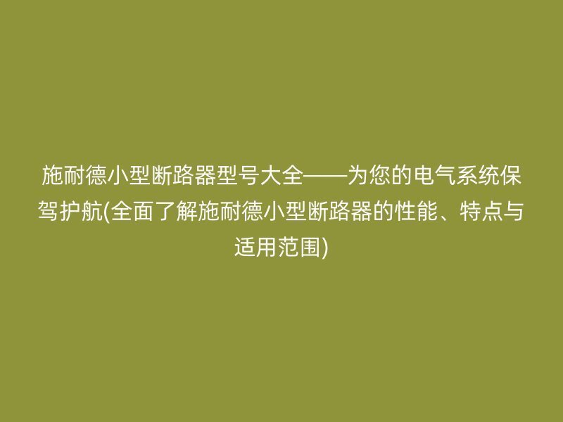 施耐德小型断路器型号大全——为您的电气系统保驾护航(全面了解施耐德小型断路器的性能、特点与适用范围)