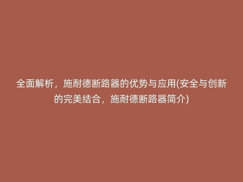 全面解析，施耐德断路器的优势与应用(安全与创新的完美结合，施耐德断路器简介)